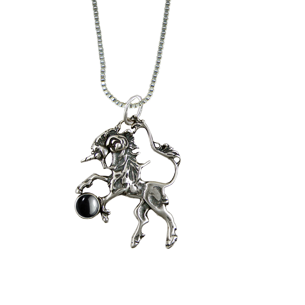 Sterling Silver Hematite Little Unicorn Pendant